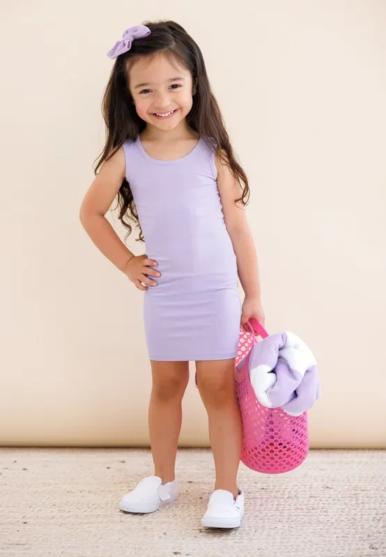 Lavender Ribbed Tank Dress
