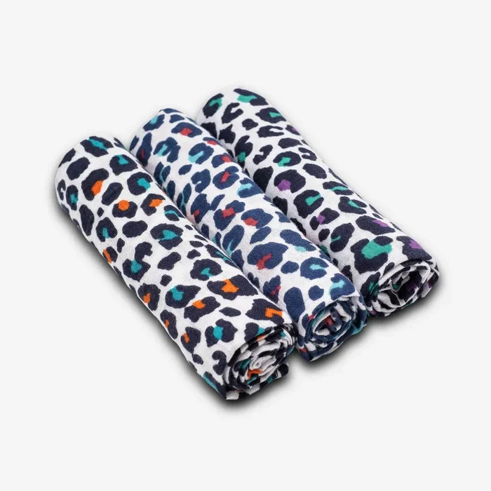LEOPARD PRINT MUSLIN 3-PACK – For 5+ Month Old Babies