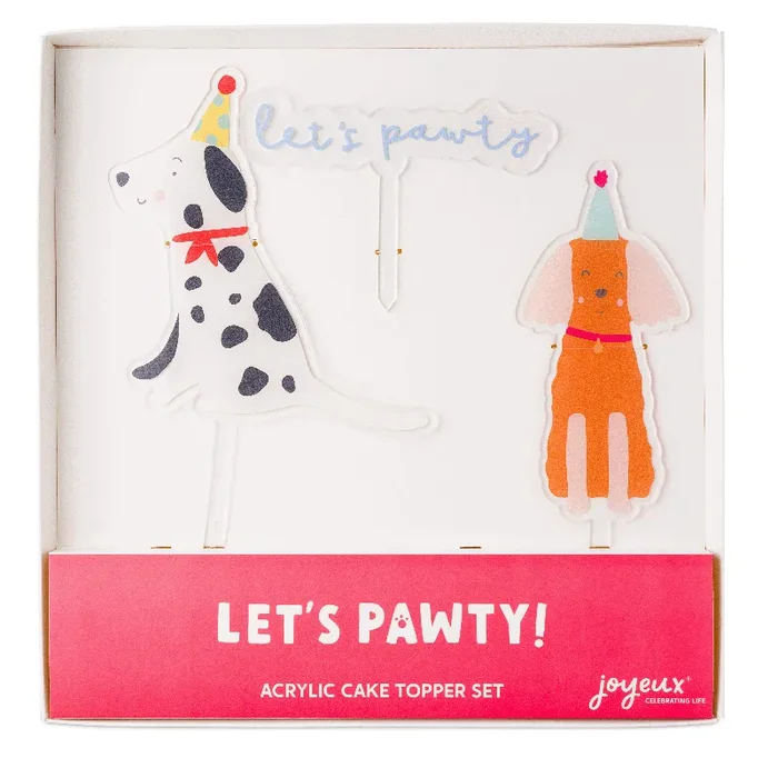 Let’s Pawty Acrylic Cake Topper Set