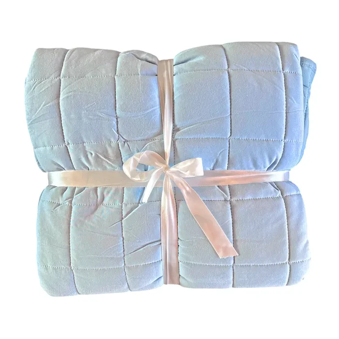 Light Blue Quilted Bamboo Blanket