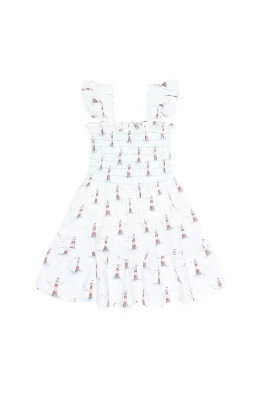 Lighthouse Print Gathered Dress