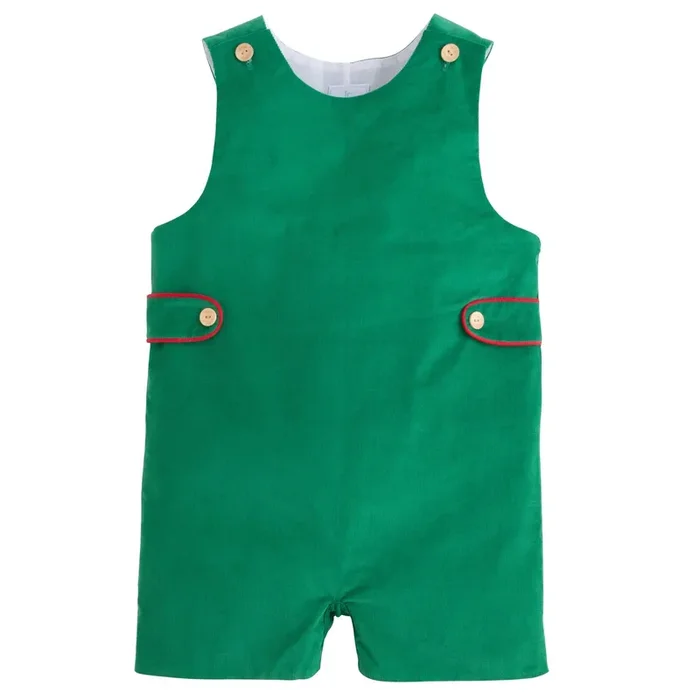 Little English- Button Tab John John – Evergreen Corduroy