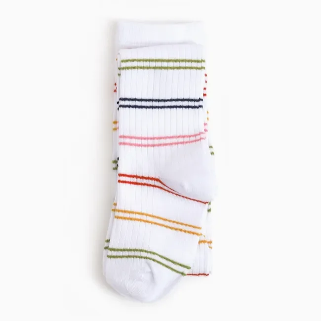 Little Stocking Co. Ribbed Knit Tights – Rainbow Stripe