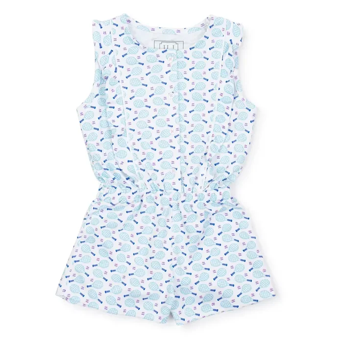 Lola Girls’ Pima Cotton Romper – Tennis Match Pink