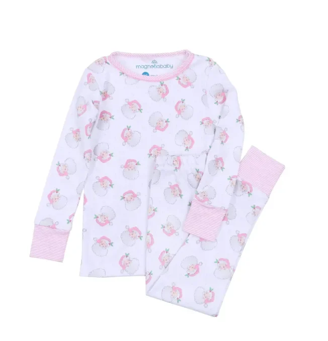 Long Pajama Set | Santa Baby Pink