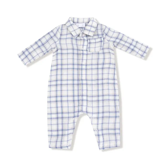 Long Sleeve Polo Romper With Full Placket