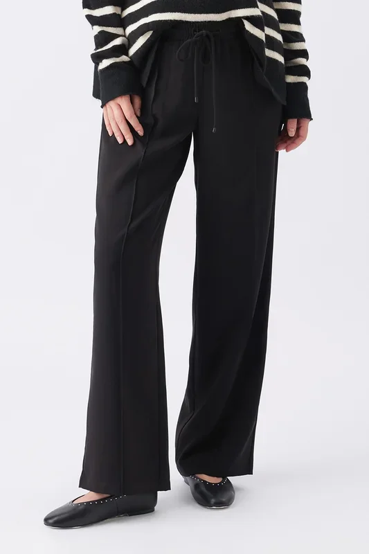 Loose fit pull-on maternity trousers with drawstring, black