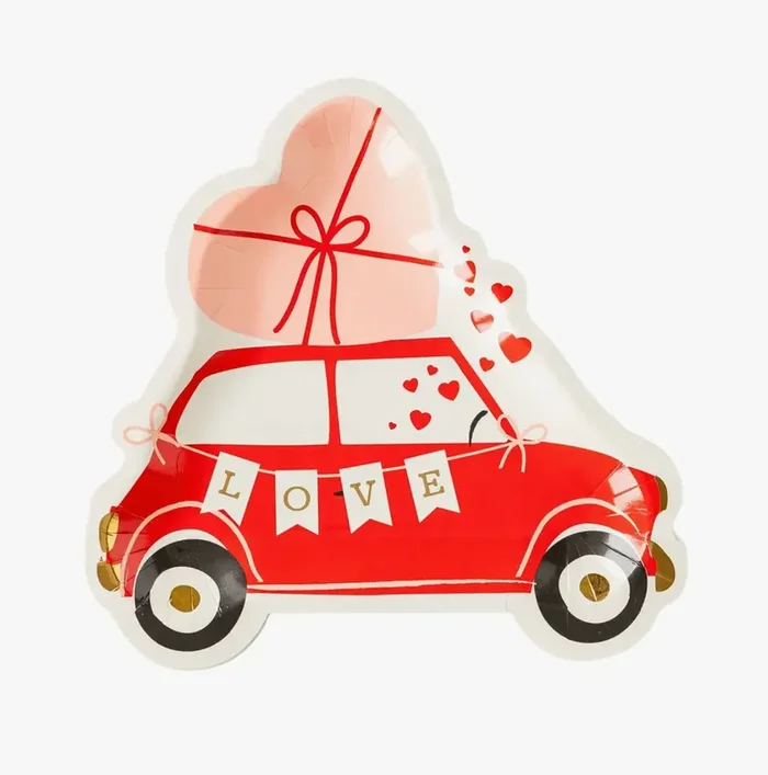 Love Bug Car Paper Plates For Valentine’s Day