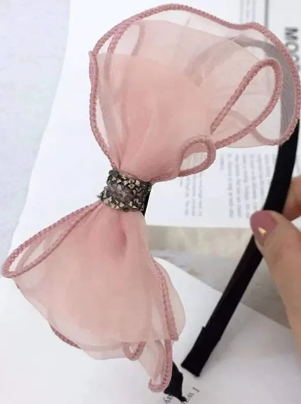 Lovely Girl Pink Tulle Bow Headband