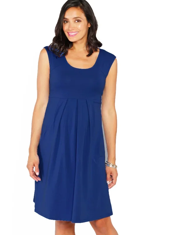 Lucy Maternity Cap Sleeve Little Cotton Dress – Blue