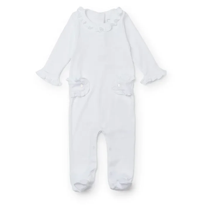 Lucy Pima Cotton Romper For Girls – White