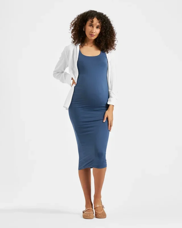 Luxe Knit Contour Dress Deep Blue