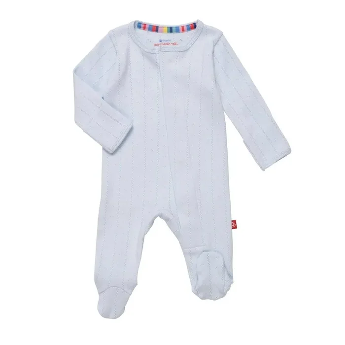 Magnetic Love Lines Footie | Baby Blue