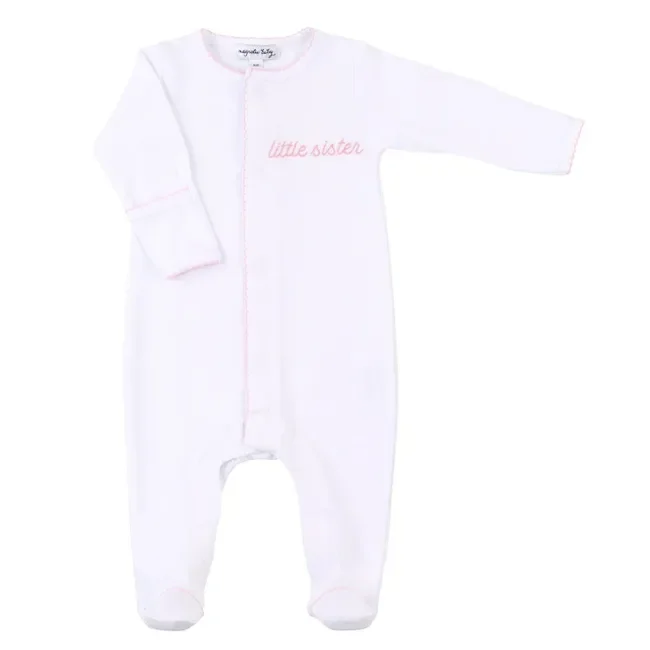 Magnolia Baby Inc. Little Sister Embroidered Footie