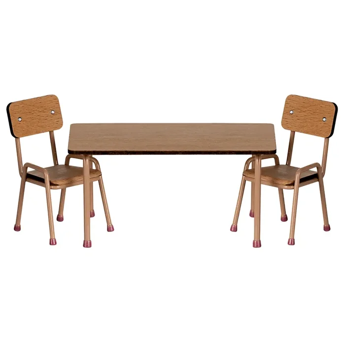 Maileg Table and chair set, Mouse – Dark powder
