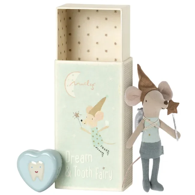 Maileg Tooth Fairy Mouse In Matchbox – Blue