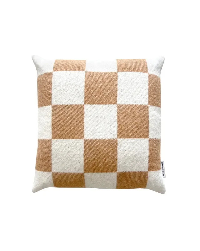 Maison Deux Cushion Checkerboard Terra Brown / White 1.65 X 1.65 Ft