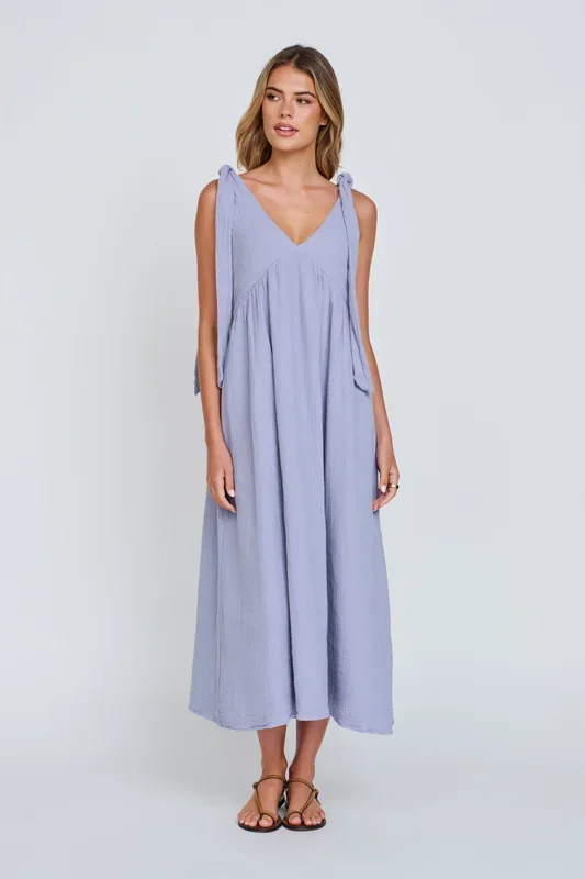 Mallorca Babydoll Midi Dress – Violet Blue