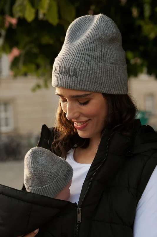 MAMA & MINI Hat Set Soft Knit Grey