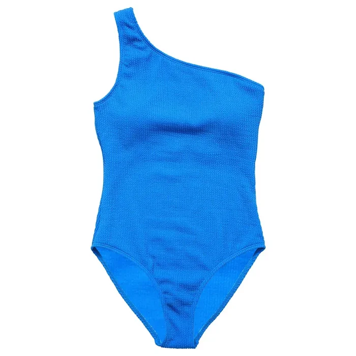 Marine Blue One Shoulder Swimsuit Womens