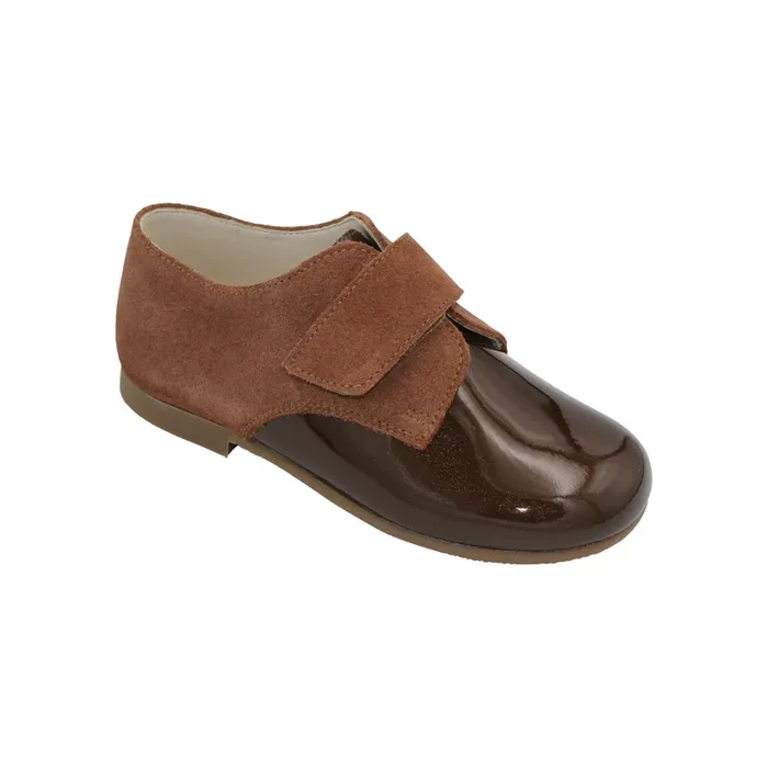Mateo- Brown Suede/patent Leather Boy Dress Shoes