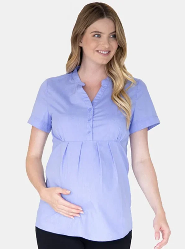Maternity & Nursing Blouse Work Top – Blue