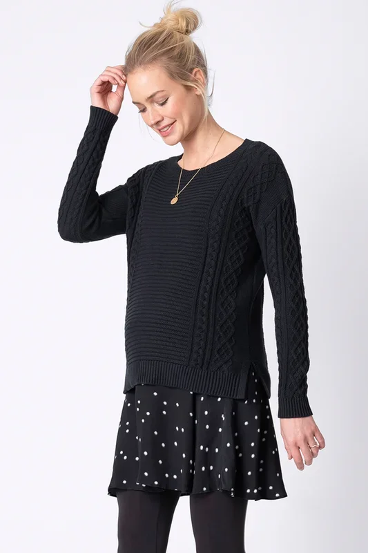 Maternity and nursing dress with knitted top