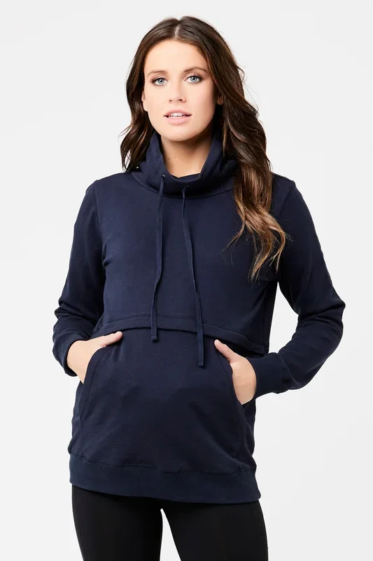Maternity and nursing hoodie with zippers