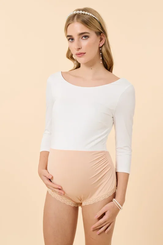 Maternity bodysuit with a low back