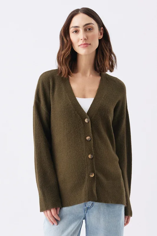 Maternity cardigan with button placket, khaki