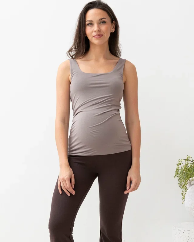 Maternity Deluxe Modal Tank in Mink Grey