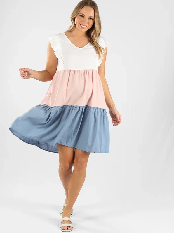 Maternity Linen Dress in Blue