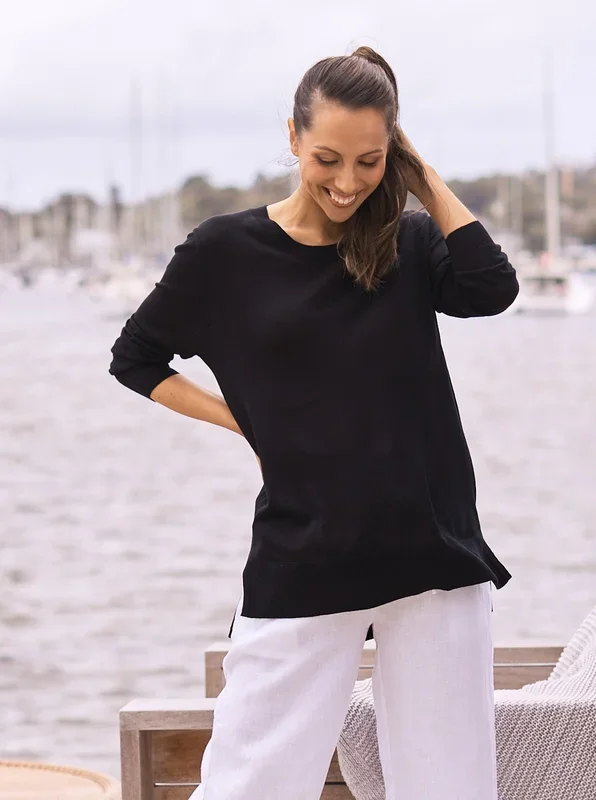 Maternity Oversize Wool Knit Jumper in Black