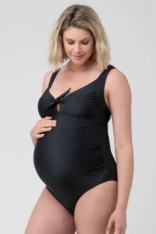Maternity swimsuit with tie detail