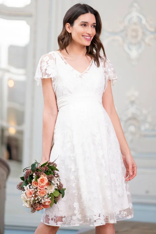 Maternity wedding dress with nursing opening