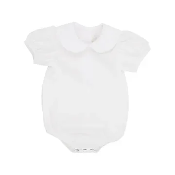 Maude’s Peter Pan Collar Shirt & Onesie (Short Sleeve Woven)- Worth Avenue White