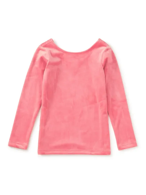 Mauveglow Velour Long Sleeve Slim Fit Top