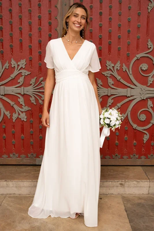 Maxi chiffon maternity and nursing wedding dress