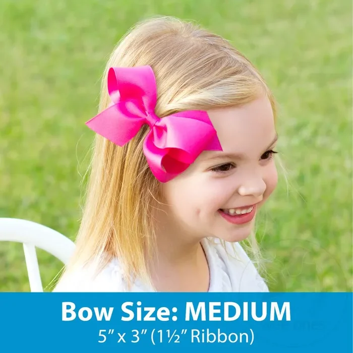 Medium Grosgrain Hair Bow with Moonstitch Edge and Embroidered Collegiate Logo- FSU