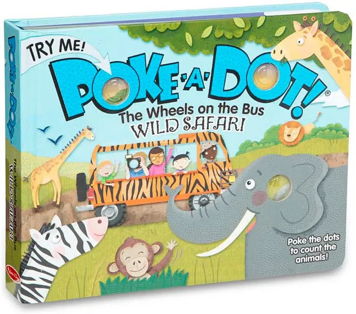 Melissa & Doug Poke-a-Dot! Book – Wheels on the Bus Wild Safari