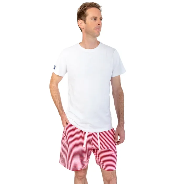 Men’s Red Stripe Jersey Sleep Shorts