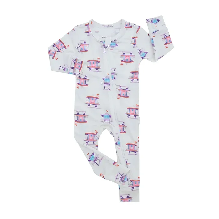 Miami Beach Watch Pink Zippered Romper