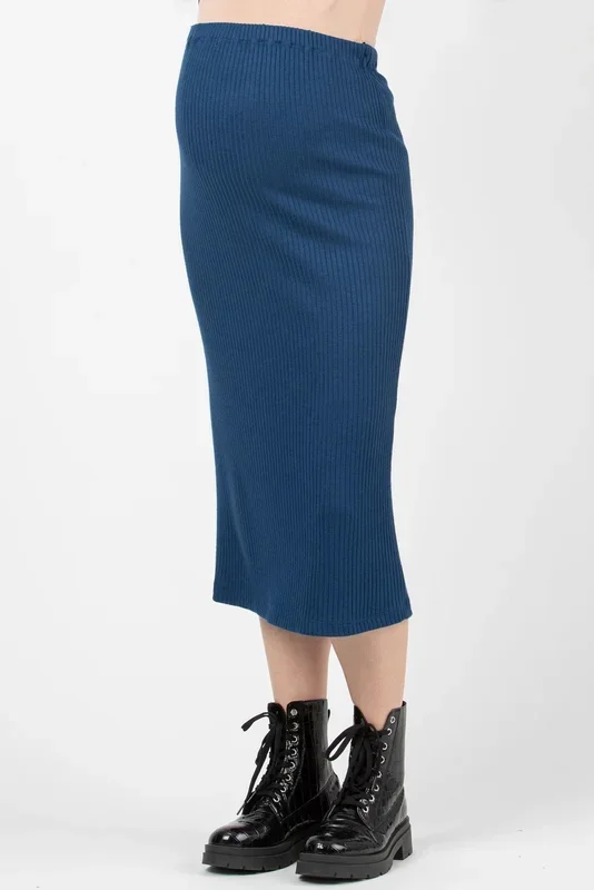 Midi Umstandsrock aus Rippstrick navy
