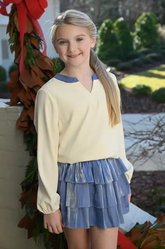 Milly Top – Cream/Blue