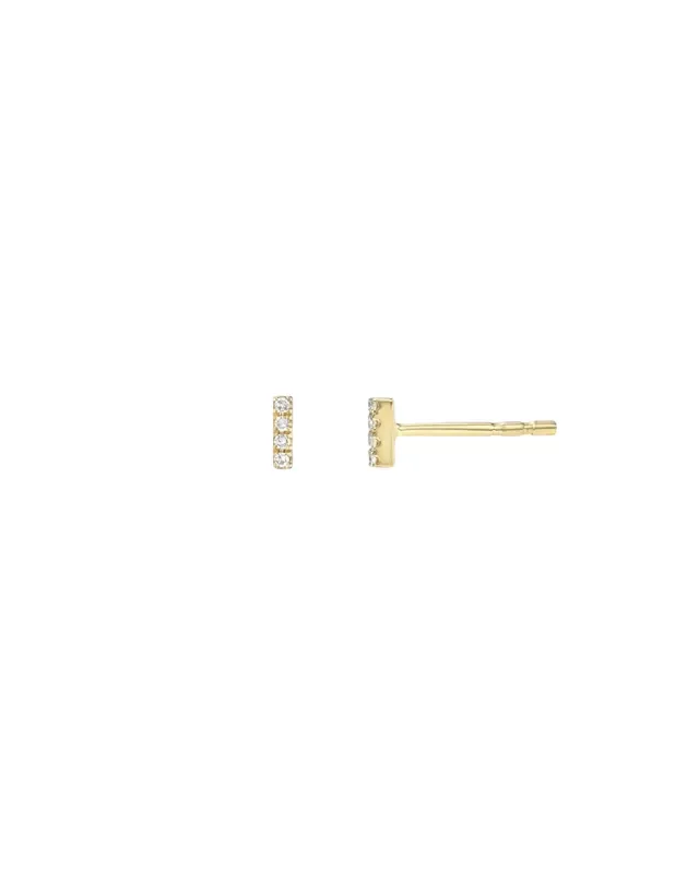 Mini Diamond Bar Stud Earrings