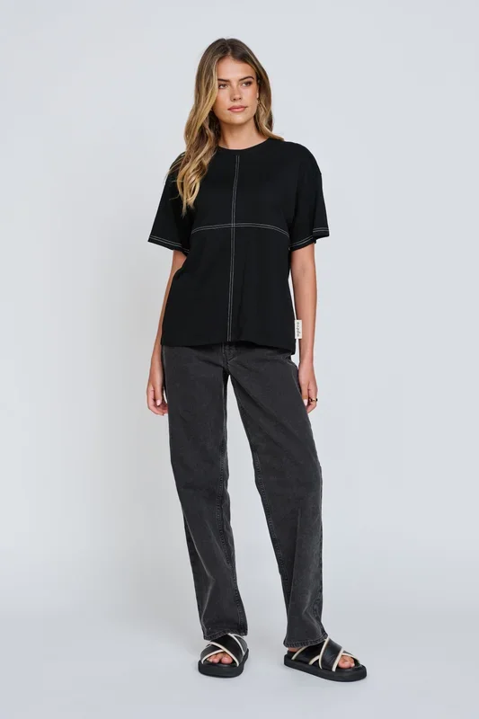 Miro Contrast Panel Tee – Black / White