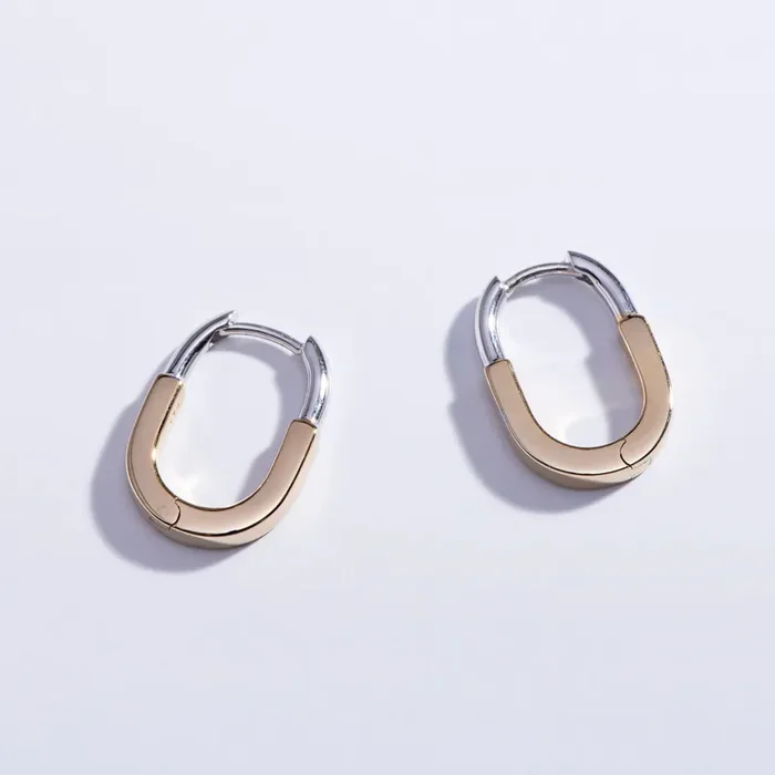 Mixed Metal Huggie Hoops