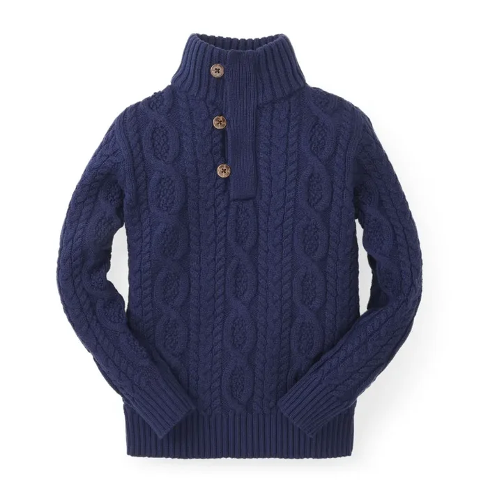 Mock Neck Cable Sweater With Buttons – Baby