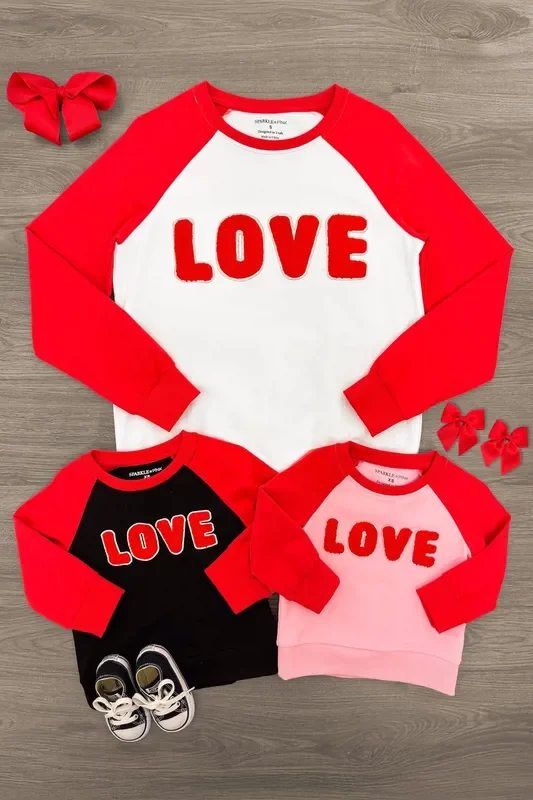 Mom & Kid – “Love ” Chenille Patch Top