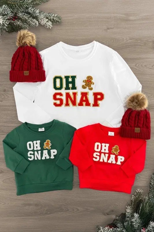 Mom & Kid – “Oh Snap ” Chenille Patch Top